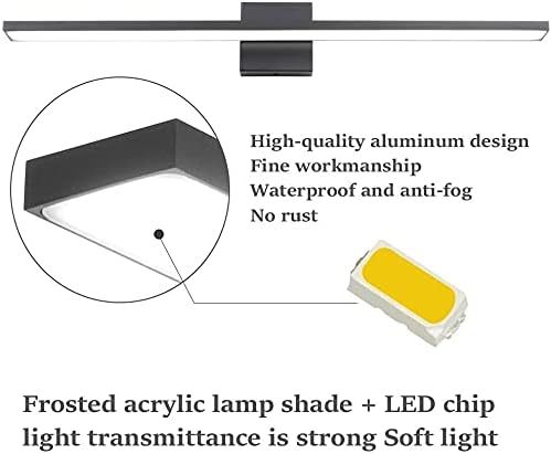 31.5in/28W Dimmable Modern Matte Black Vanity Light Color Temperature Adjustable LED Black Bathroom Vanity Lighting Fixture