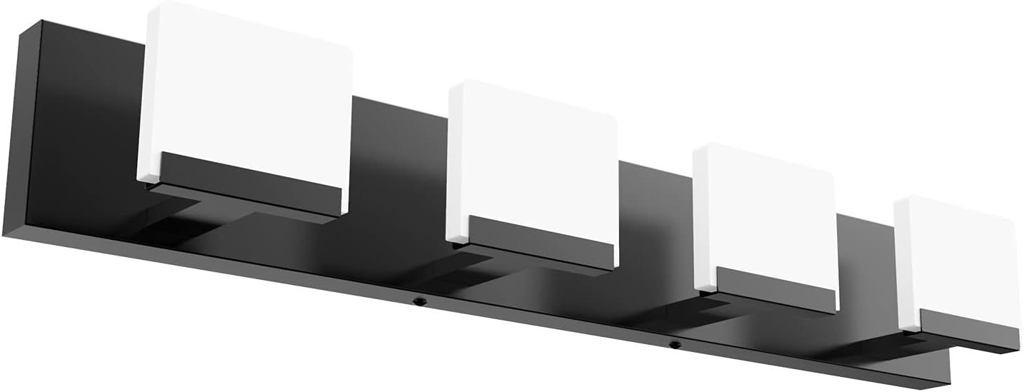4 Light Black Bathroom Vanity Light Fixtures Acrylic Matte Black Vanity Light Fixtures LED Modern Bathroom Vanity Lights Over Mirror