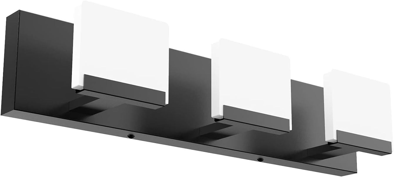 LED Modern Black Vanity Light 3 Light Acrylic Matte Black Bathroom Vanity Wall Light Modern Black Bathroom Vanity Lighting Fixtures