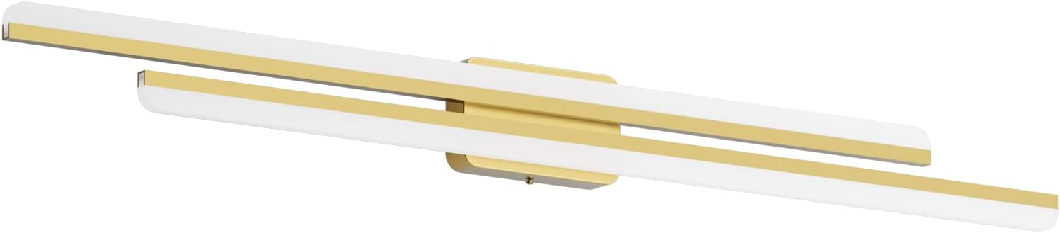 48" Gold Vanity Lights 48W Frosted Aluminum Modern LED Gold Bathroom Vanity Light Fixtures Over Long Mirror Modern Gold Bath Lighting 6000K White Light