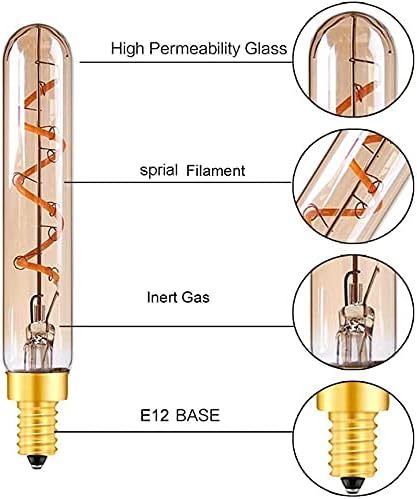 6 Candelabra Led Light Bulbs, 2W E12 Edison Light Bulbs Tube Vintage LED Bulb Warm White 2200K, Candle Bulb 15 Watt Incandescent Equivalent,100lm, Not Dimmable, Pack of 6