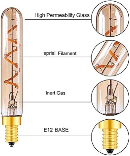 6 Candelabra Led Light Bulbs, 2W E12 Edison Light Bulbs Tube Vintage LED Bulb Warm White 2200K, Candle Bulb 15 Watt Incandescent Equivalent,100lm, Not Dimmable, Pack of 6
