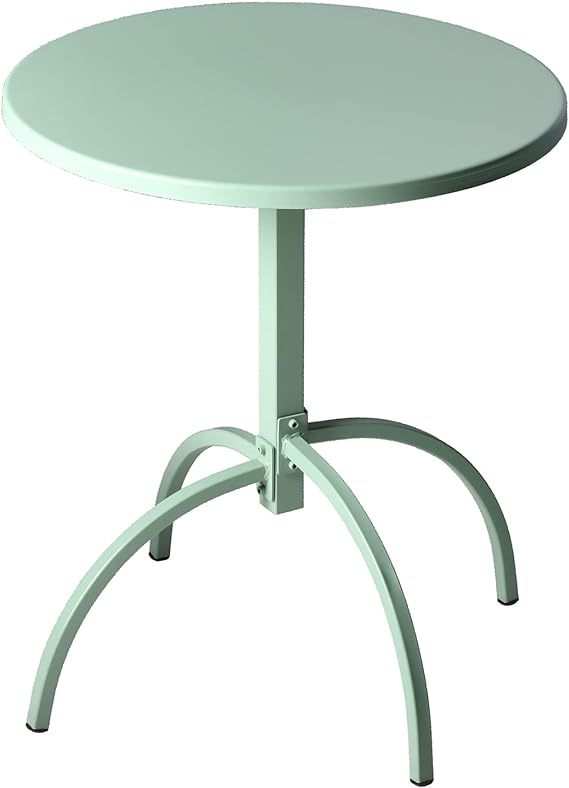 Patio Bistro Metal Dining Table, Outdoor Steel Slat Round Table for 2 Person,Diameter 23.6", Furniture Table for Backyard, Garden, Lawn and Porch - Pea Green