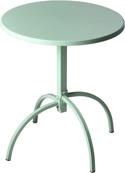 Patio Bistro Metal Dining Table, Outdoor Steel Slat Round Table for 2 Person,Diameter 23.6", Furniture Table for Backyard, Garden, Lawn and Porch - Pea Green