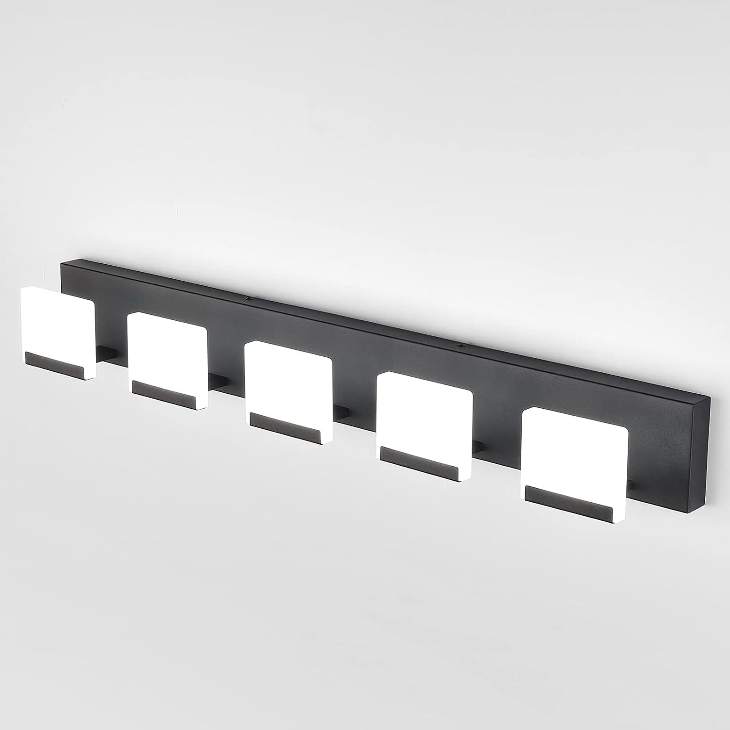 LED Modern Bathroom Vanity Light 5 Light Acrylic Matte Black Modern Bathroom Vanity Lighting Fixtures Black Vanity Light for Bathroom