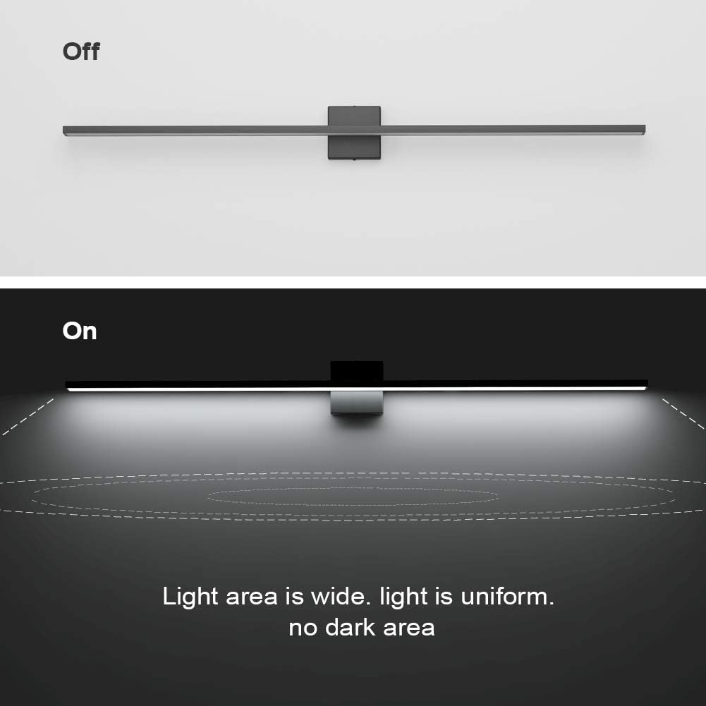 48inch Modern LED Black Vanity Light 46W Frosted Aluminum for Bathroom Vanity Lighting Fixtures Cool White 6000K