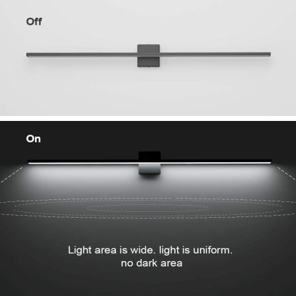 48inch Modern LED Black Vanity Light 46W Frosted Aluminum for Bathroom Vanity Lighting Fixtures Cool White 6000K