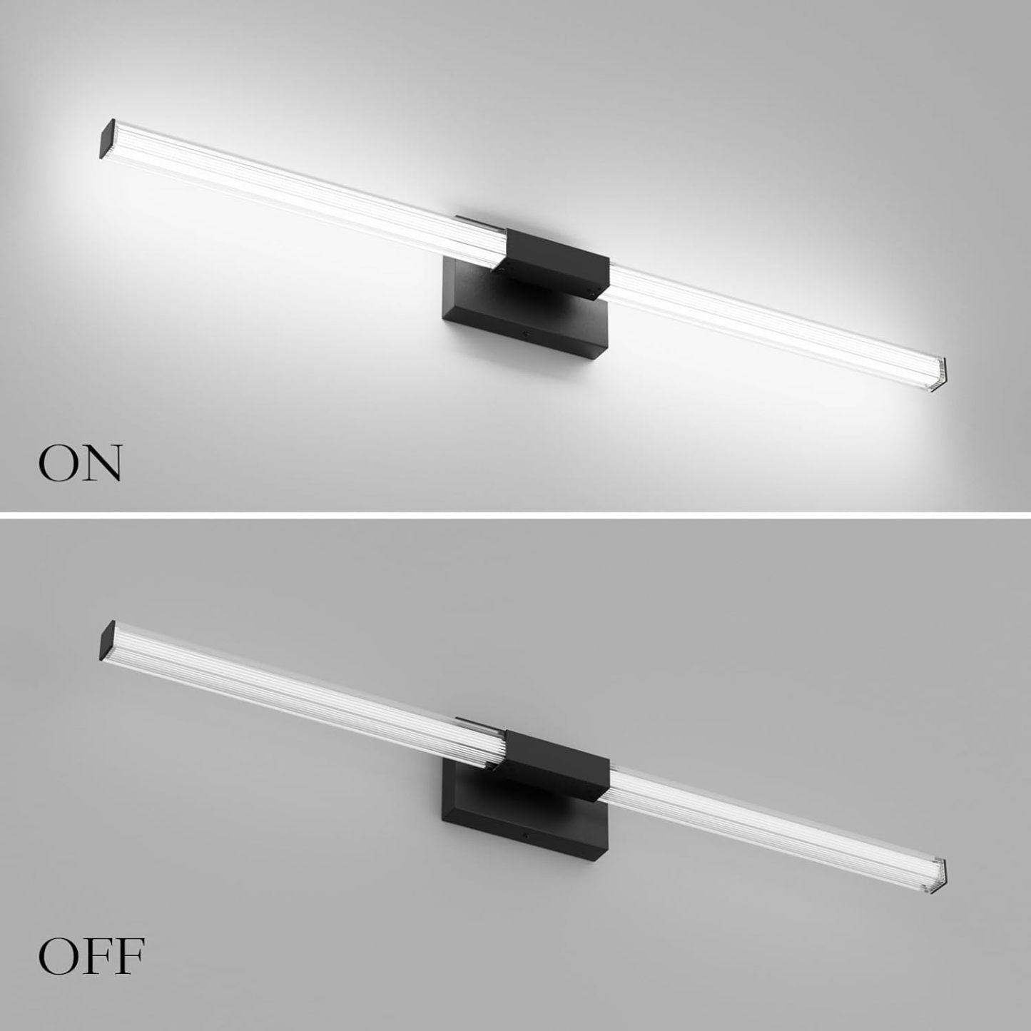 Black 40inch Bathroom Vanity Lights Fixtures Over Mirror 32W Modern LED Modern LED Matte Black Vanity Light for Bathroom(5500K White Light)