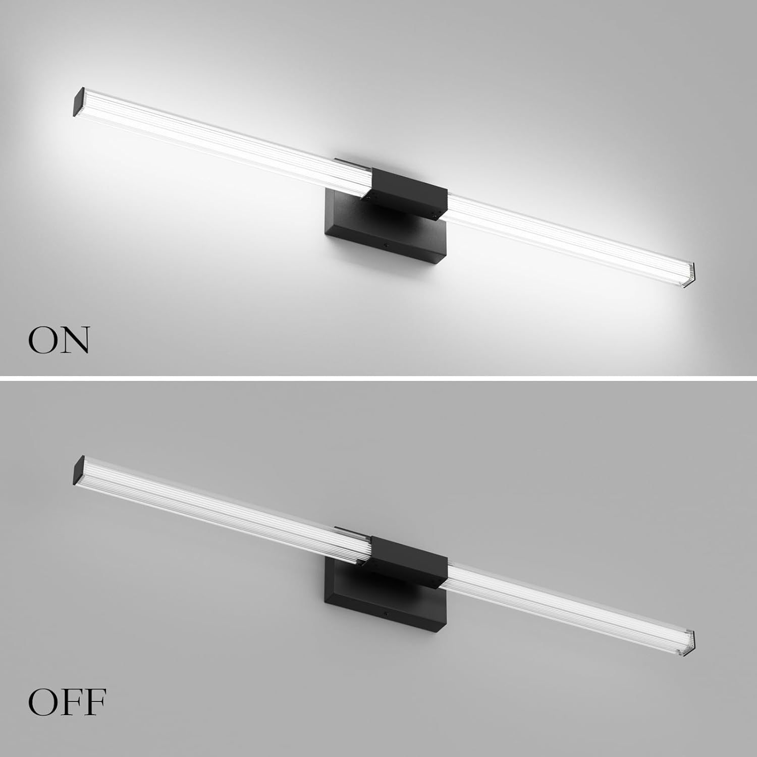 Black 40inch Bathroom Vanity Lights Fixtures Over Mirror 32W Modern LED Modern LED Matte Black Vanity Light for Bathroom(5500K White Light)