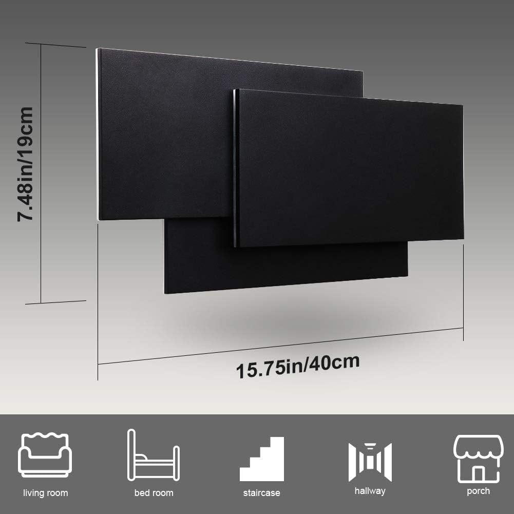 15.75”/36W LED Modern Wall Sconce Indoor Matte Black Wall Mount Light for Living Room Bedroom Staircase Hallway Warm White 3000K