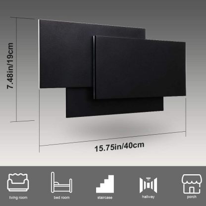 15.75”/36W LED Modern Wall Sconce Indoor Matte Black Wall Mount Light for Living Room Bedroom Staircase Hallway Warm White 3000K