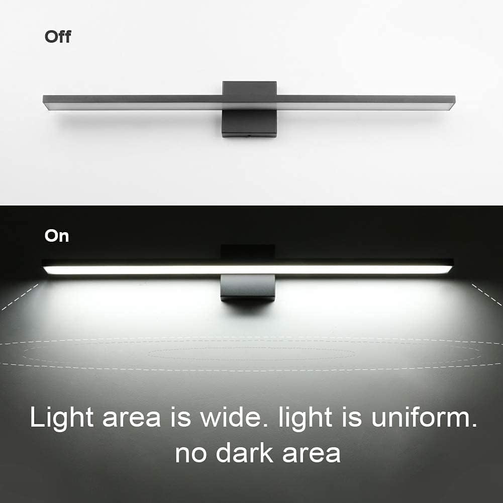 31.5in/28W Dimmable Modern Matte Black Vanity Light Color Temperature Adjustable LED Black Bathroom Vanity Lighting Fixture