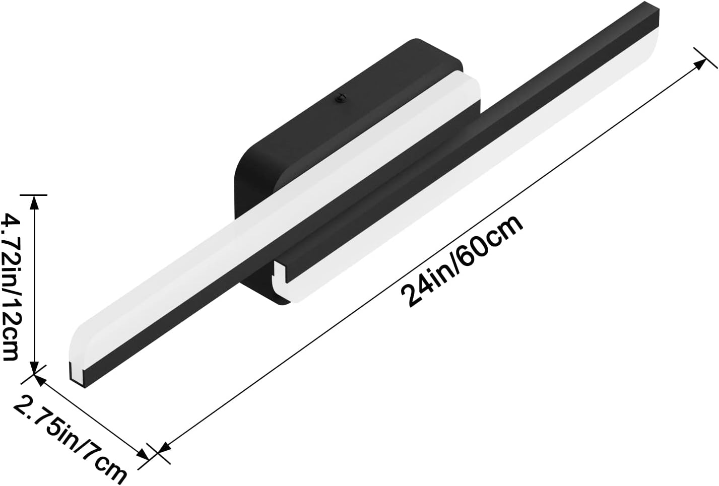 Modern LED Black Vanity Light 24inch 24W Frosted Aluminum LED Matte Black Vanity Light for Bathroom Lighting Fixtures White Light 6000K