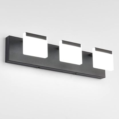 LED Modern Black Vanity Light 3 Light Acrylic Matte Black Bathroom Vanity Wall Light Modern Black Bathroom Vanity Lighting Fixtures