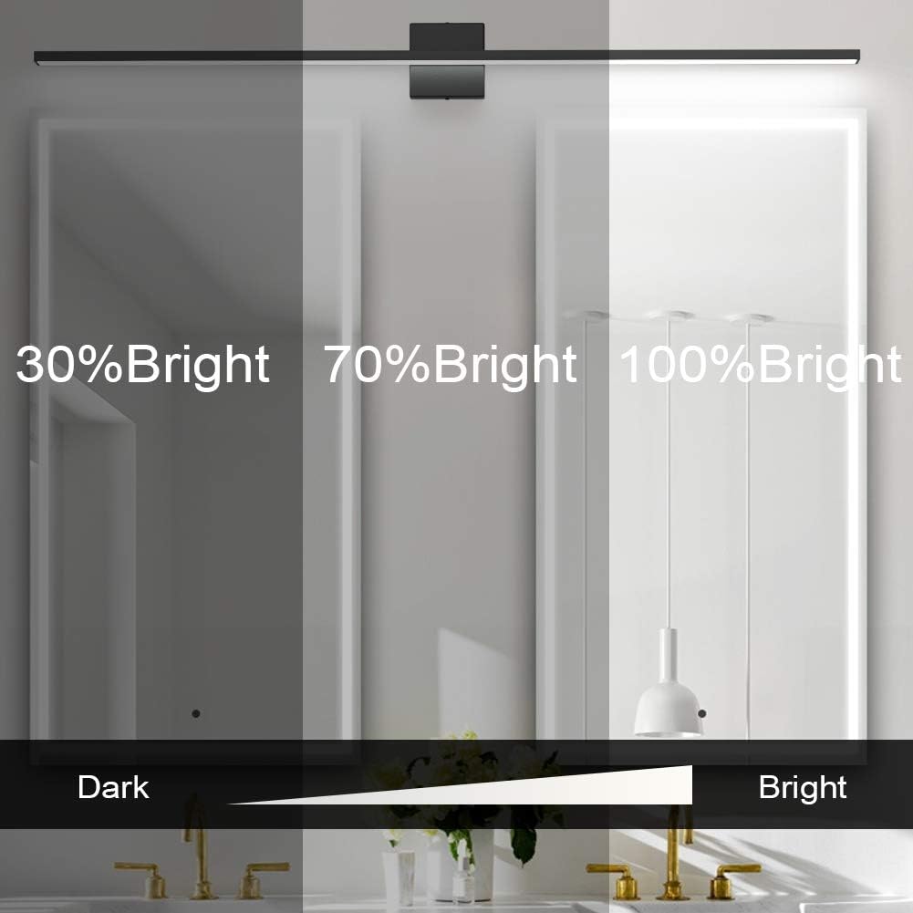 48inch Dimmable Modern LED Black Vanity Light 46W Frosted Aluminum for Bathroom Vanity Lighting Fixtures Cool White 6000K