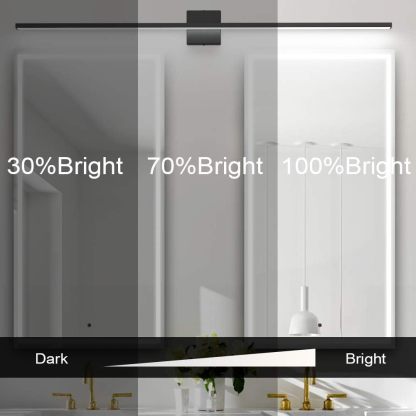 48inch Dimmable Modern LED Black Vanity Light 46W Frosted Aluminum for Bathroom Vanity Lighting Fixtures Cool White 6000K