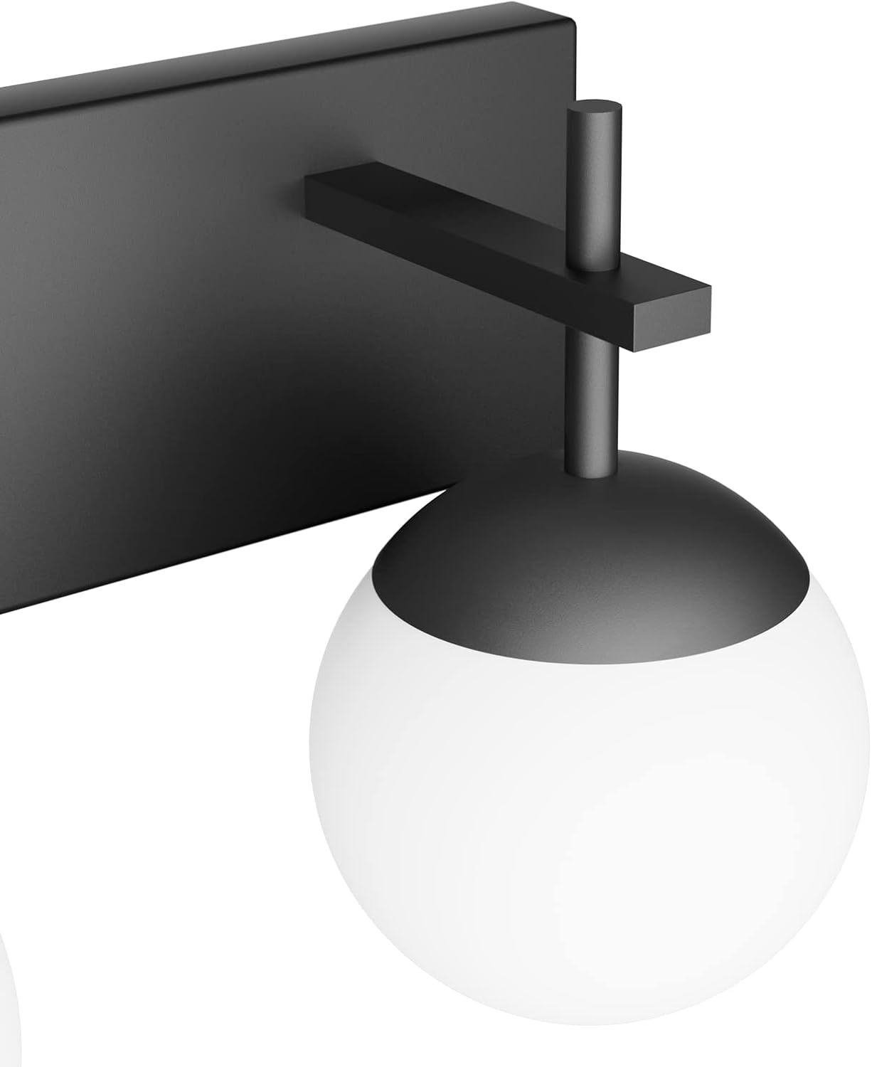 Matte Black Bathroom Wall Light Fitures 2-Light Mid Century Modern Bathroom Lighting Black Milky Glass Globe Vanity Light for Bathroom