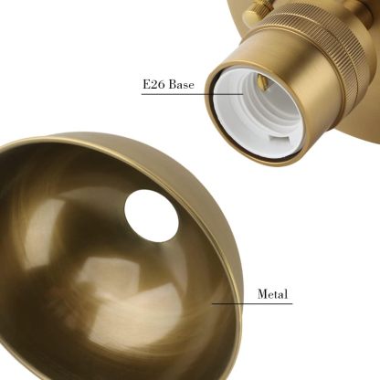 Semi Flush Mount Indoor Ceiling Pendant Light, 1-Light Vintage Industrial Modern Metal Edison Chandelier Lamp Fixture Lighting, 8.1" Bowl Metal Shade Kitchen Bedroom Island Hallway(Antique)