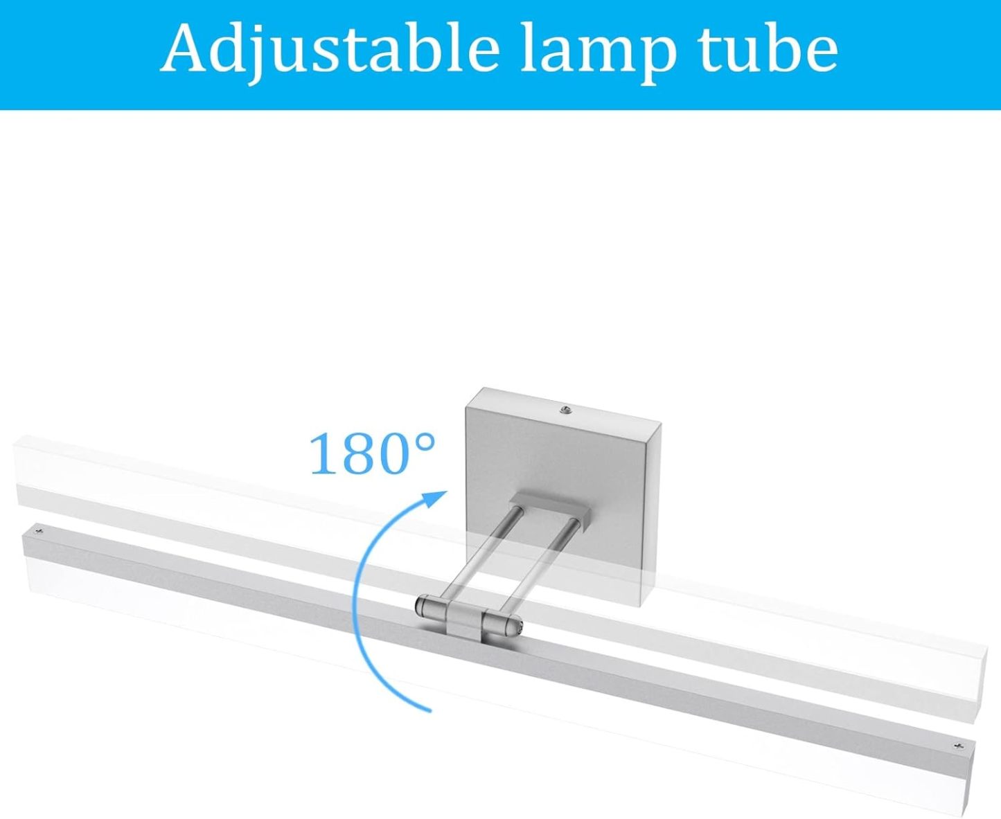 24" LED Modern Silver Vanity Light 14W Adjustable Vanity Light for Bathroom Silver Modern LED Bathroom Vanity Light Fixtures Over Mirror (6000K Cool White Light)