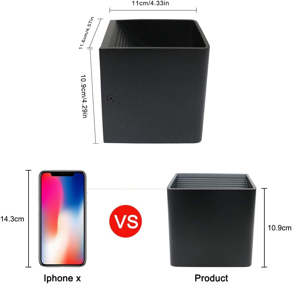 Black Modern LED Wall Sconce Lighting Fixtures Aluminum 10W Warm White 3000k Up and Down Indoor Lighting for Living Room Bedroom Hallway Not Dimmable