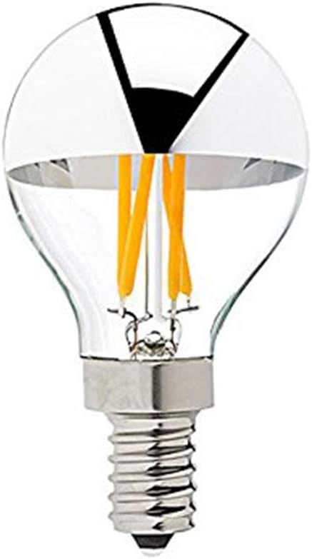 G45 Edison Style LED Bulb 4W - Silver Tipped LED Filament Light Bulb - 40 Watt Equivalent - E12 Candelabra Base Lamp - Warm White 2700K UL-Non Dimmable - 10Pack