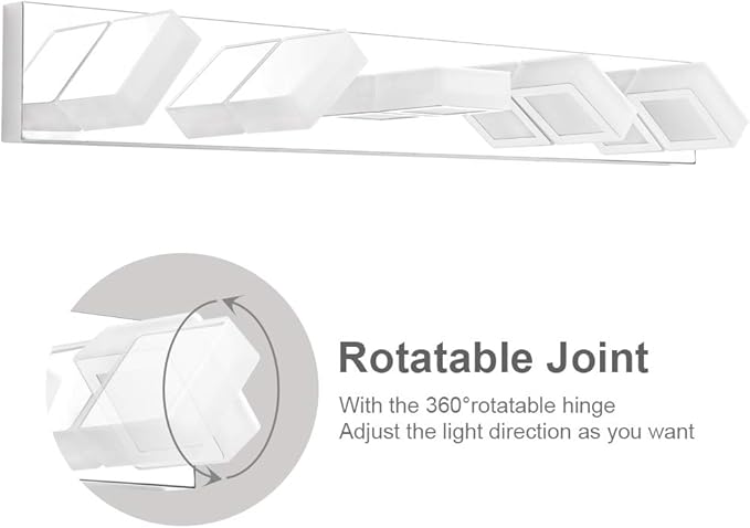 LED Bathroom Vanity Lighting Fixtures 5 Lights Acrylic Rotable 360° Modern Bathroom Vanity Light Over Mirror