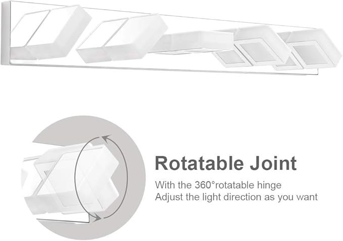 LED Bathroom Vanity Lighting Fixtures 5 Lights Acrylic Rotable 360° Modern Bathroom Vanity Light Over Mirror