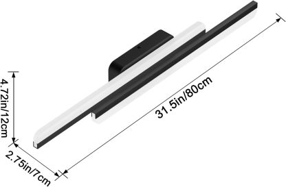 32" Black Bathroom Vanity Lights 36W Frosted Aluminum Modern LED Matte Black Vanity Light for Bathroom Lighting Fixtures White Light 6000K