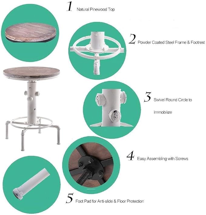 Industrial Round Bar Table Vintage Small Bistro Table