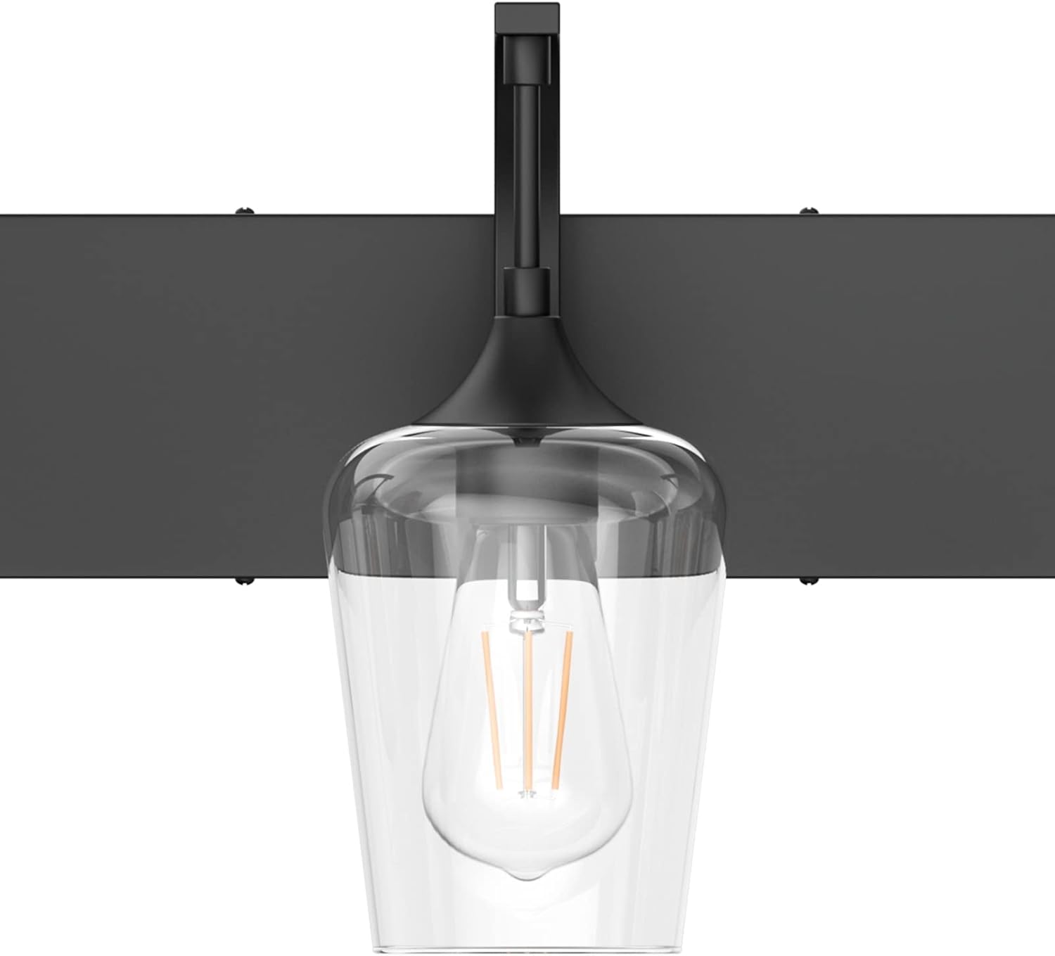 Matte Black Vanity Light Fixtures 3-Lights Industrial Black Bathroom Vanity Light with Clear Glass Vintage Edison Bathroom Wall Lighting Fixtures