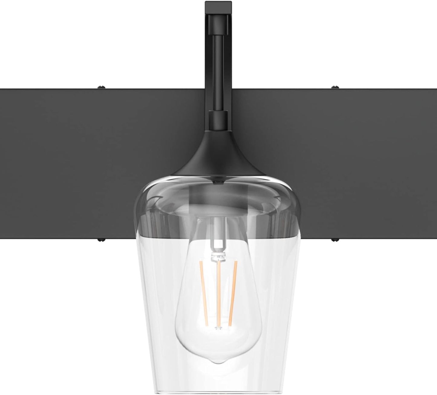 Matte Black Vanity Light Fixtures 3-Lights Industrial Black Bathroom Vanity Light with Clear Glass Vintage Edison Bathroom Wall Lighting Fixtures