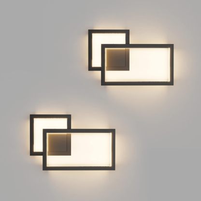 2-Pack Modern Indoor Wall Sconce 20W Aluminum Up and Down LED Modern Black Wall Sconce for Indoor Living Room Bedroom Hallway (Warm White Light, 3000K)