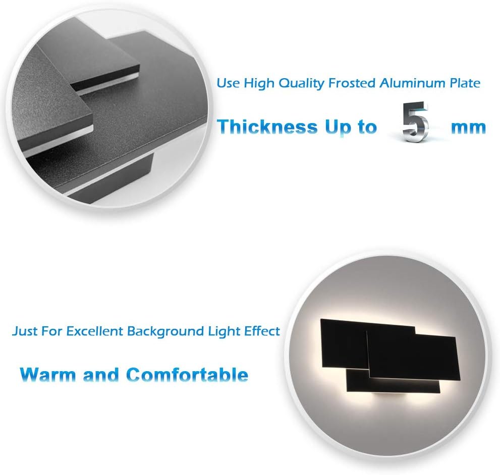 15.75”/36W LED Modern Wall Sconce Indoor Matte Black Wall Mount Light for Living Room Bedroom Staircase Hallway Natural White 4000K