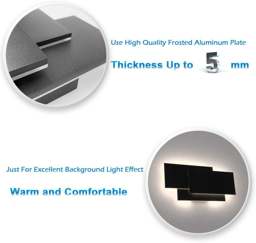 15.75”/36W LED Modern Wall Sconce Indoor Matte Black Wall Mount Light for Living Room Bedroom Staircase Hallway Natural White 4000K