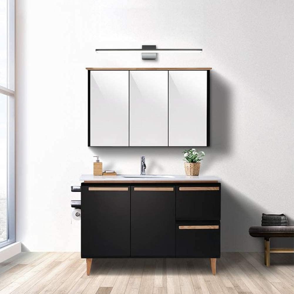 31.5in/28W Dimmable Modern Matte Black Vanity Light Color Temperature Adjustable LED Black Bathroom Vanity Lighting Fixture