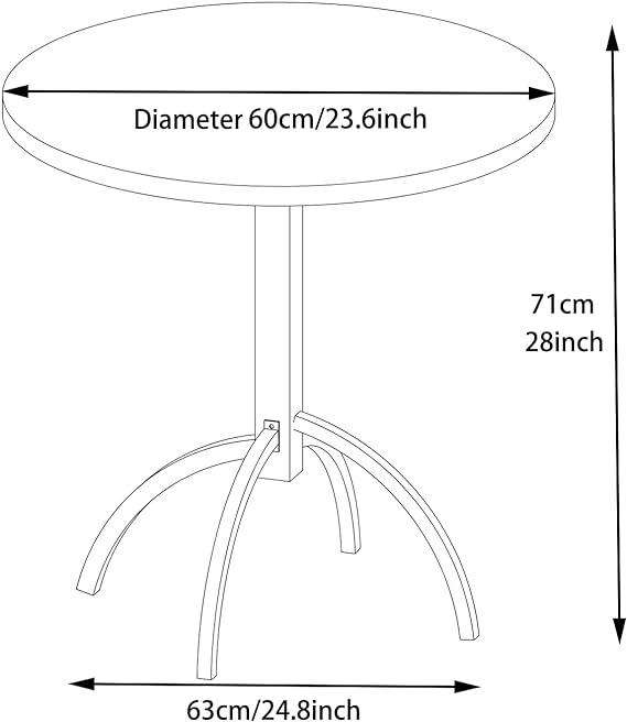 Patio Bistro Metal Dining Table, Outdoor Steel Slat Round Table for 2 Person,Diameter 23.6", Furniture Table for Backyard, Garden, Lawn and Porch - Pea Green