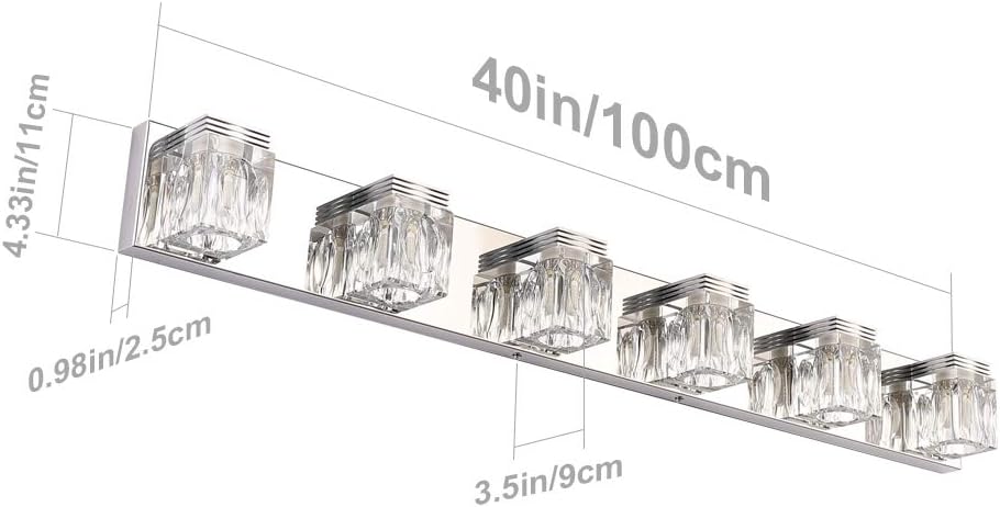 LED Modern Bathroom Vanity Lights 6 Lights Crystal Glass Stainless Steel Bathroom Vanity Lights Fixtures Over Mirror LED Modern Crystal Glass Vanity Lights