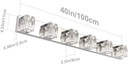 LED Modern Bathroom Vanity Lights 6 Lights Crystal Glass Stainless Steel Bathroom Vanity Lights Fixtures Over Mirror LED Modern Crystal Glass Vanity Lights