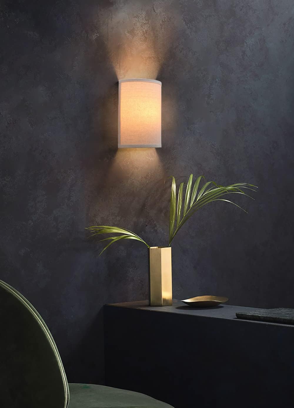 Linen Boho Vintage Wall Sconce Stairwell Fixture Light, 1-Light Vanity Indoor Hardwired Wall Mount Retro Industrial Interior Sconce