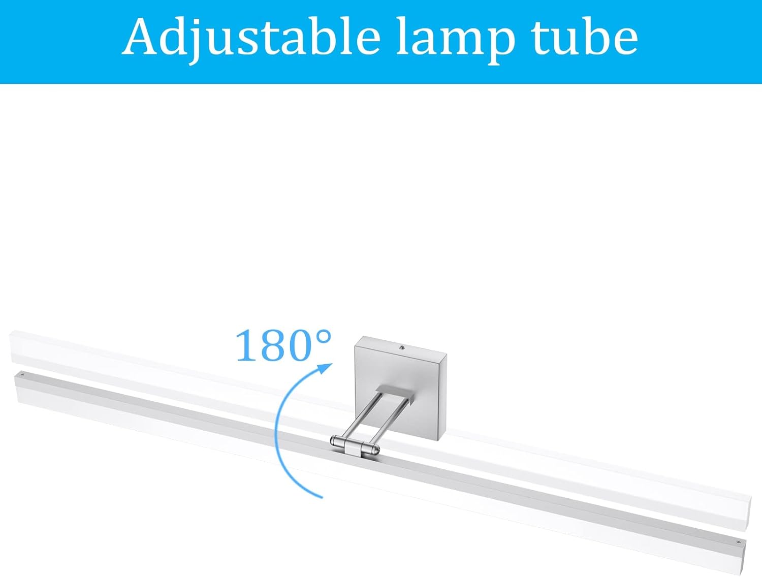 40" Silver Bathroom Vanity Light 24W Adjustable Silver Vanity Lighting Modern LED Bathroom Vanity Light Fixtures Over Mirror (6000K Cool White Light)