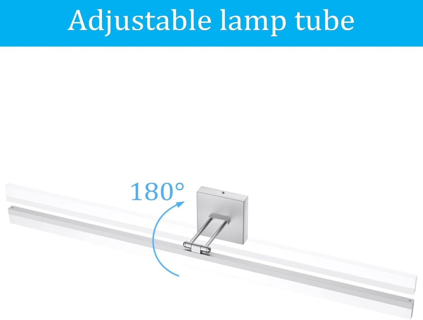 40" Silver Bathroom Vanity Light 24W Adjustable Silver Vanity Lighting Modern LED Bathroom Vanity Light Fixtures Over Mirror (6000K Cool White Light)