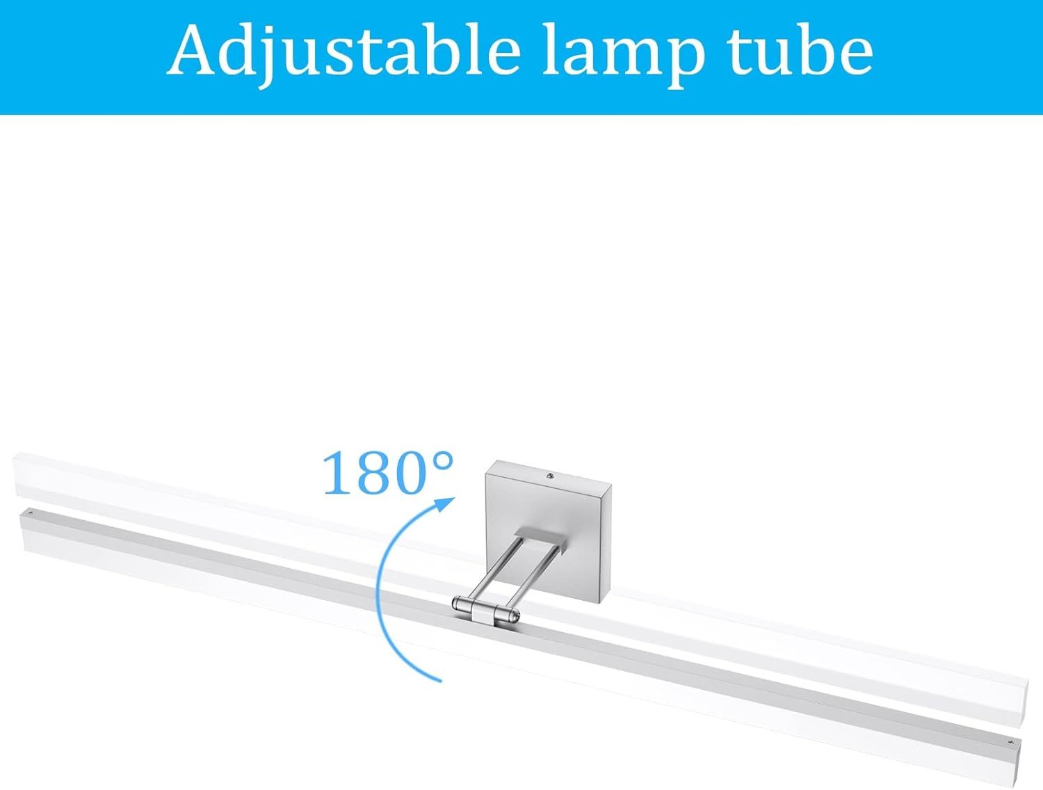 40" Silver Bathroom Vanity Light 24W Adjustable Silver Vanity Lighting Modern LED Bathroom Vanity Light Fixtures Over Mirror (6000K Cool White Light)