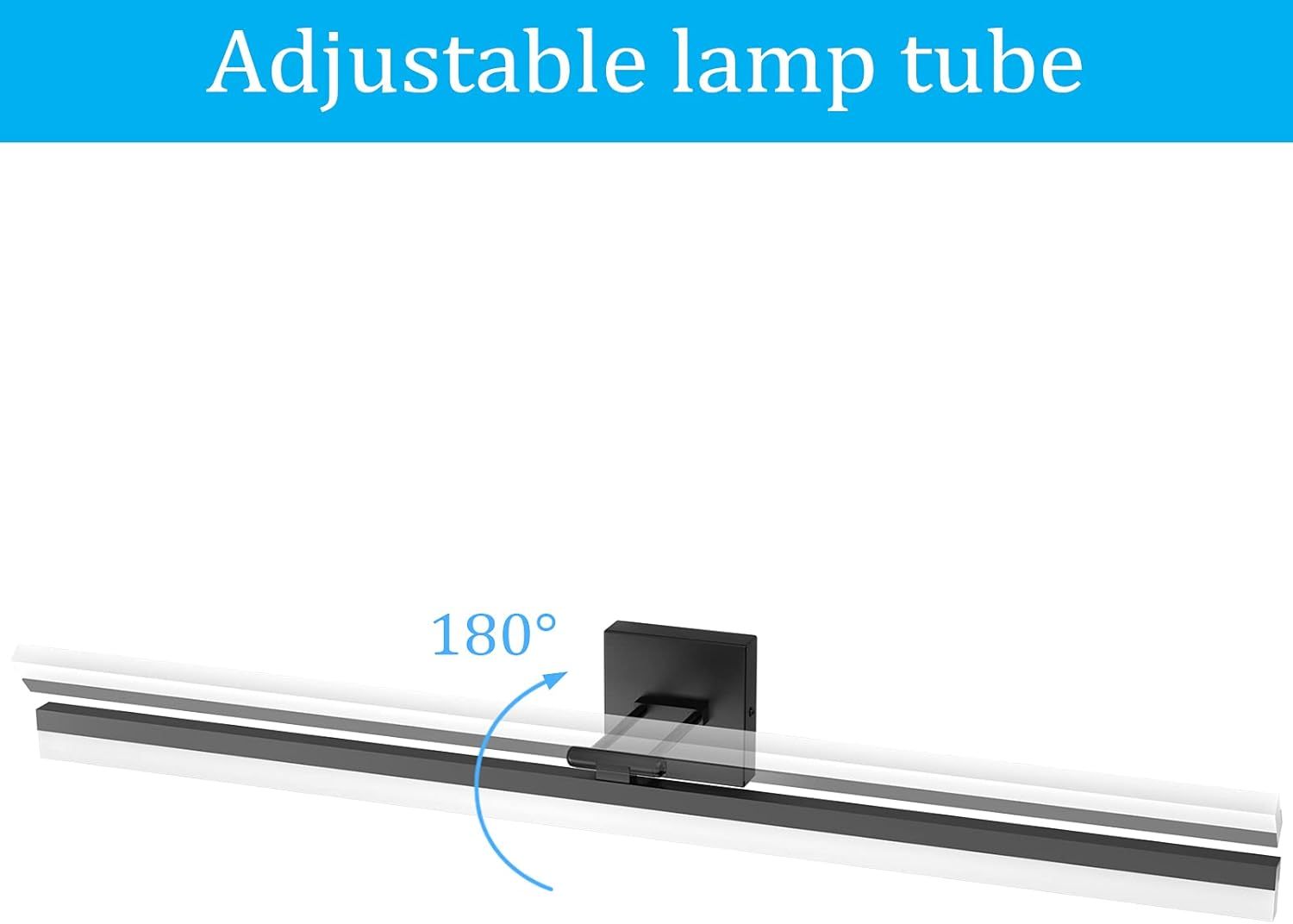 40" Modern LED Matte Black Bathroom Vanity Light 24W Adjustable Black Vanity Lighting Modern LED Bathroom Vanity Light Fixtures Over Mirror (6000K Cool White Light)