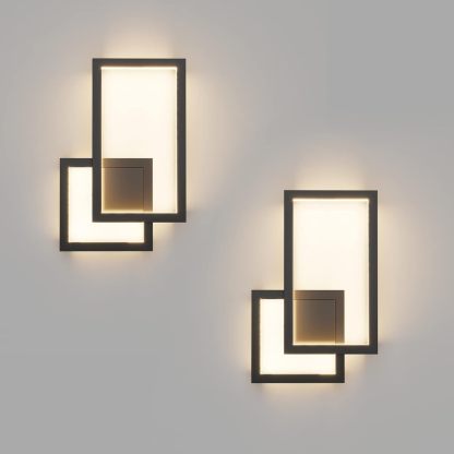 2-Pack Modern Indoor Wall Sconce 20W Aluminum Up and Down LED Modern Black Wall Sconce for Indoor Living Room Bedroom Hallway (Warm White Light, 3000K)