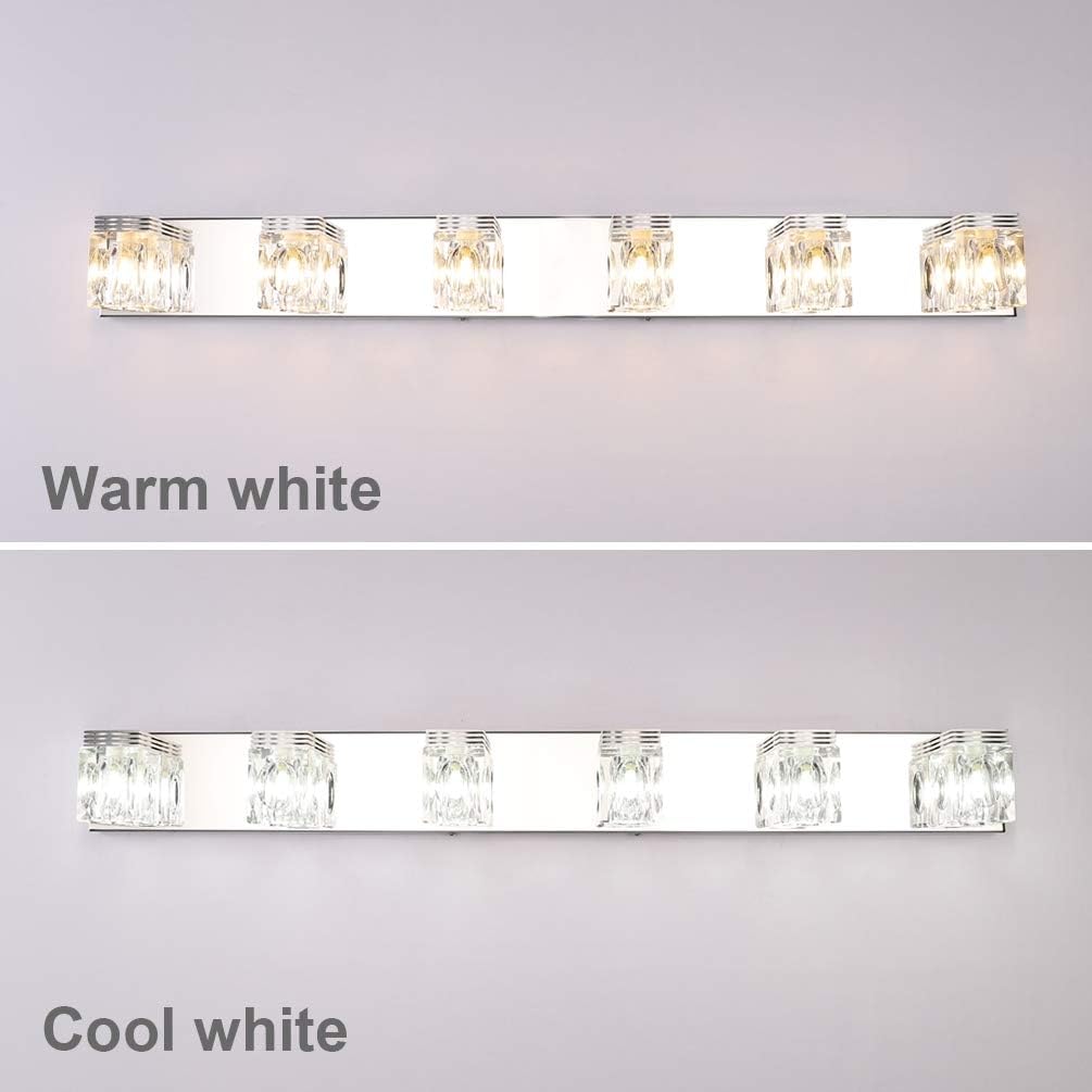 LED Modern Bathroom Vanity Lights 6 Lights Crystal Glass Stainless Steel Bathroom Vanity Lights Fixtures Over Mirror LED Modern Crystal Glass Vanity Lights