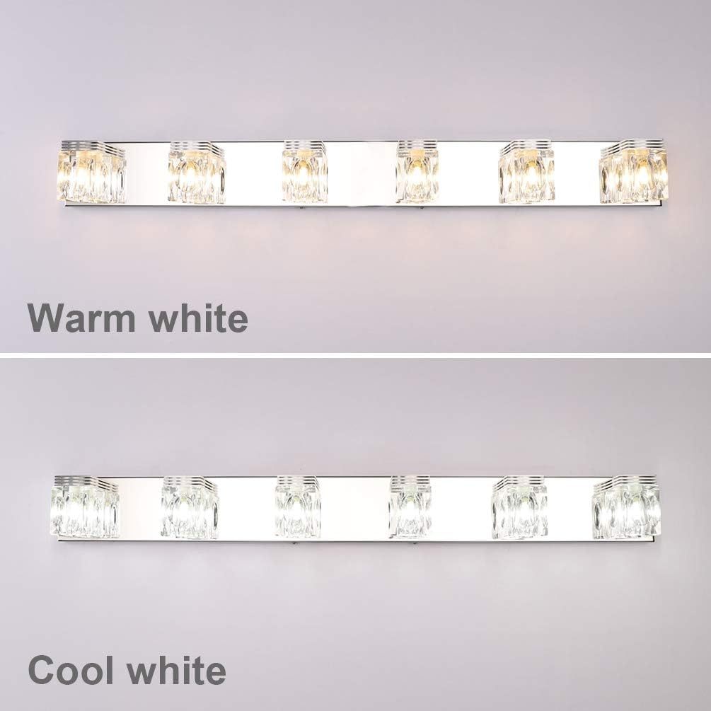 LED Modern Bathroom Vanity Lights 6 Lights Crystal Glass Stainless Steel Bathroom Vanity Lights Fixtures Over Mirror LED Modern Crystal Glass Vanity Lights
