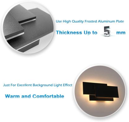 15.75”/36W LED Modern Wall Sconce Indoor Matte Black Wall Mount Light for Living Room Bedroom Staircase Hallway Warm White 3000K