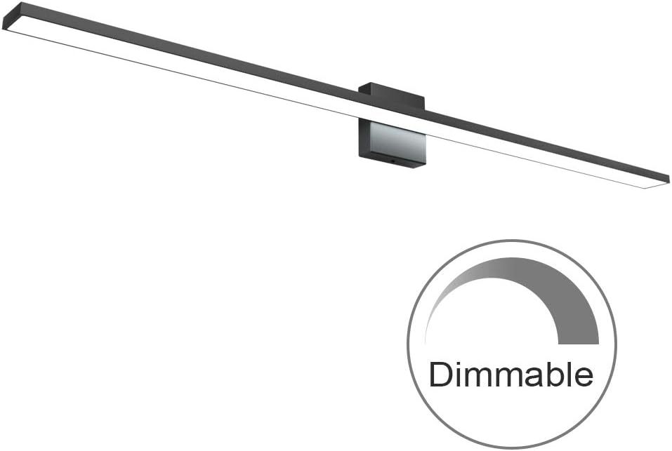 48inch Dimmable Modern LED Black Vanity Light 46W Frosted Aluminum for Bathroom Vanity Lighting Fixtures Cool White 6000K