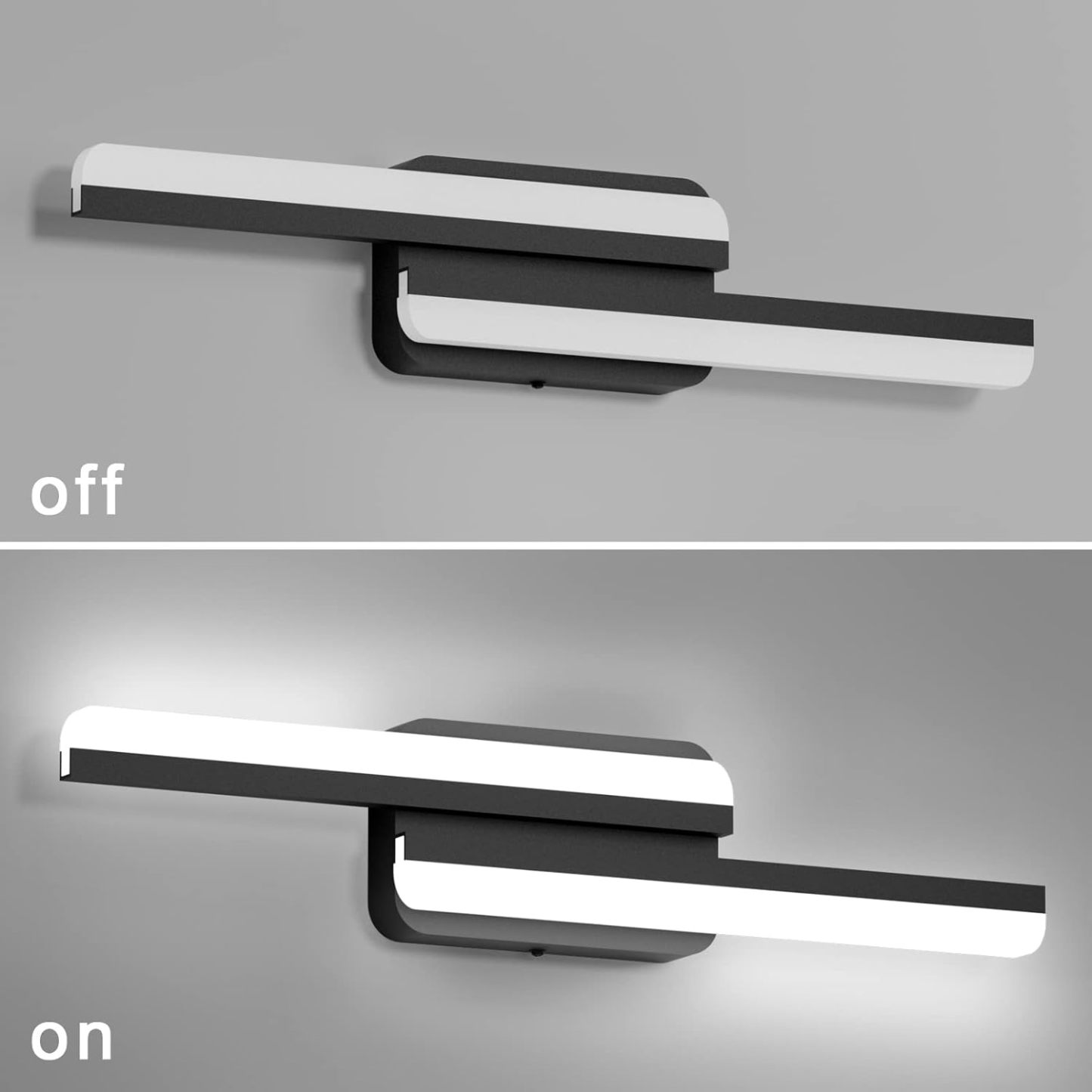 Modern LED Black Vanity Light 24inch 24W Frosted Aluminum LED Matte Black Vanity Light for Bathroom Lighting Fixtures White Light 6000K