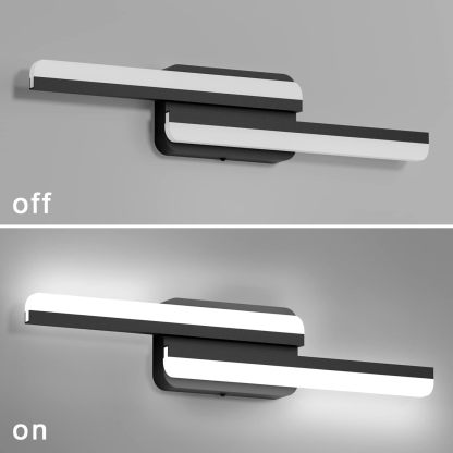 Modern LED Black Vanity Light 24inch 24W Frosted Aluminum LED Matte Black Vanity Light for Bathroom Lighting Fixtures White Light 6000K